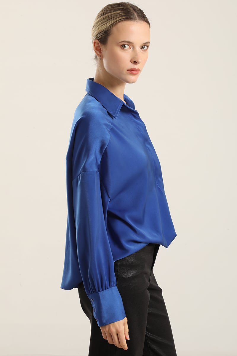 BLUSA SATIN NUDO, AZULINO LIOLA - 3