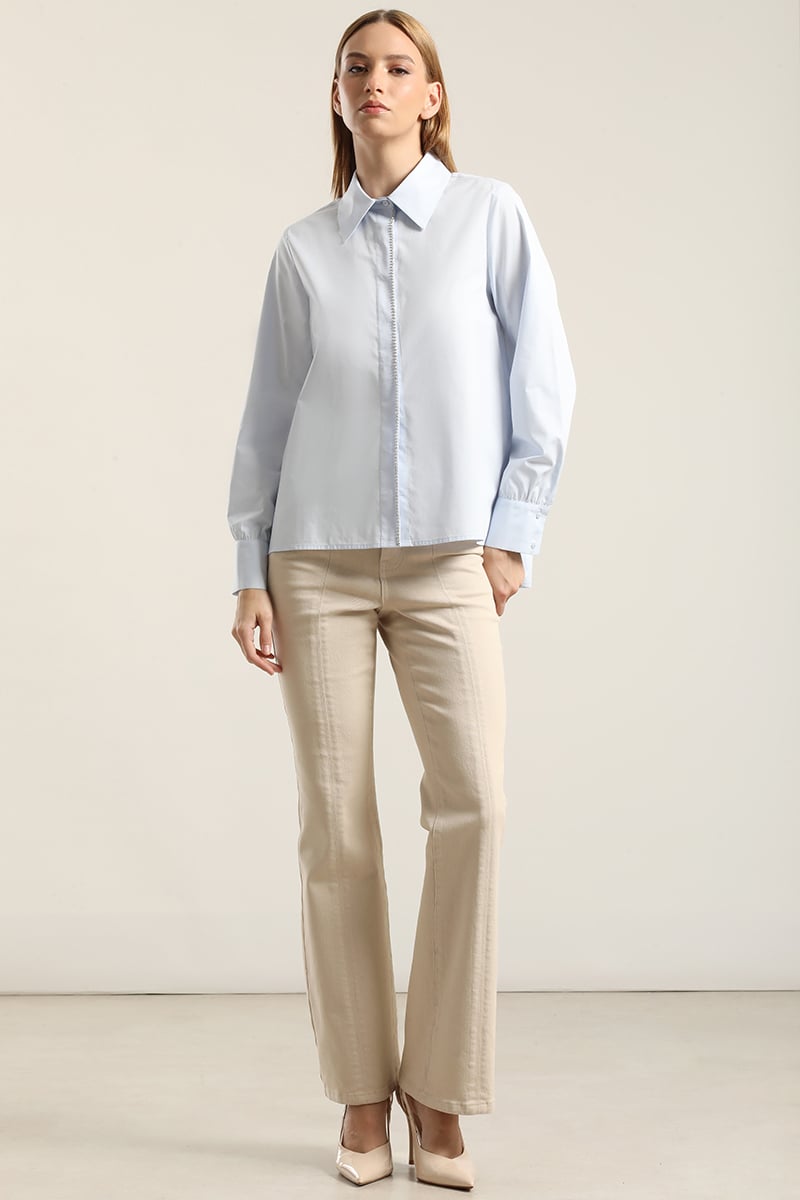 CAMISA POPLIN STRASS, CELESTE LIOLA - 2