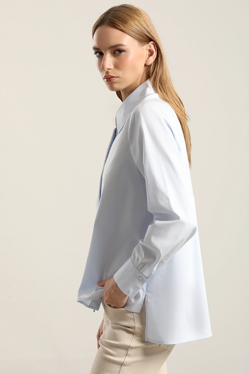 CAMISA POPLIN STRASS, CELESTE LIOLA - 7