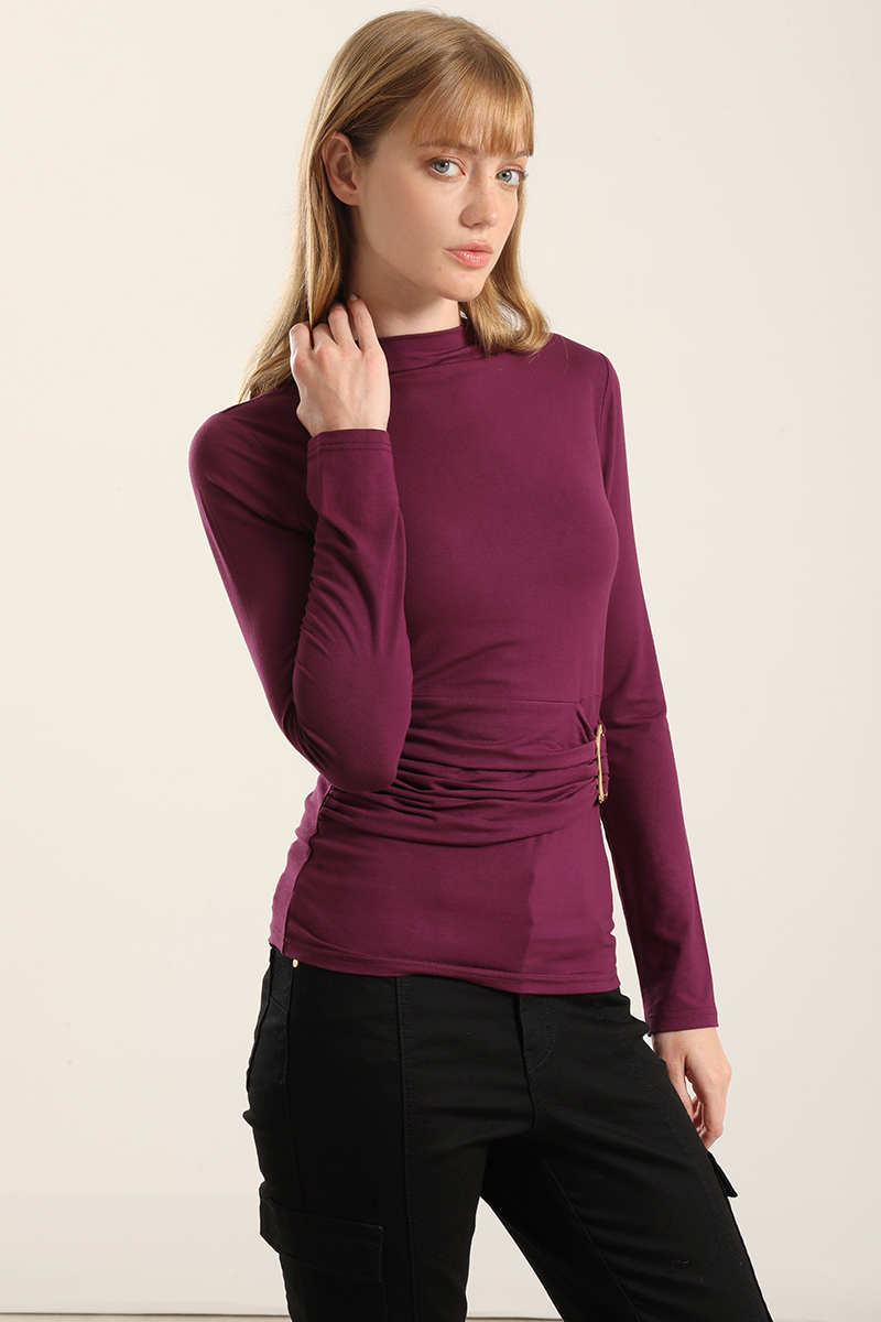 TOP HERRAJE METAL, CON DRAPEADO, BURDEO  LIOLA - 3