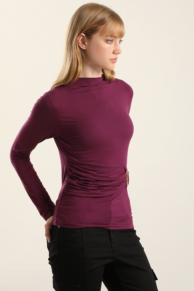 TOP HERRAJE METAL, CON DRAPEADO, BURDEO  LIOLA - 5