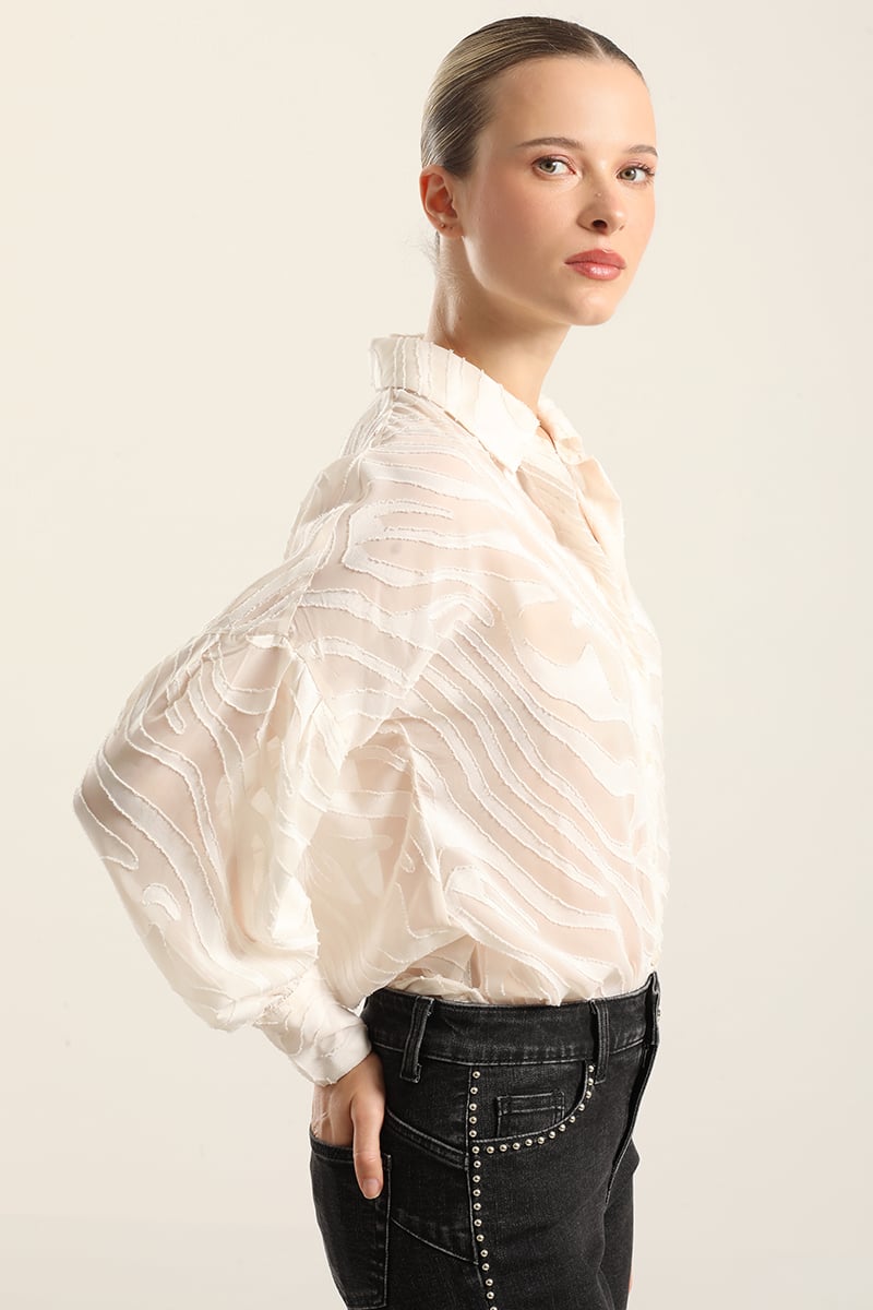 BLUSA FANTASIA CEBRA SEMITRANSPARENTE, BEIGE LIOLA - 3