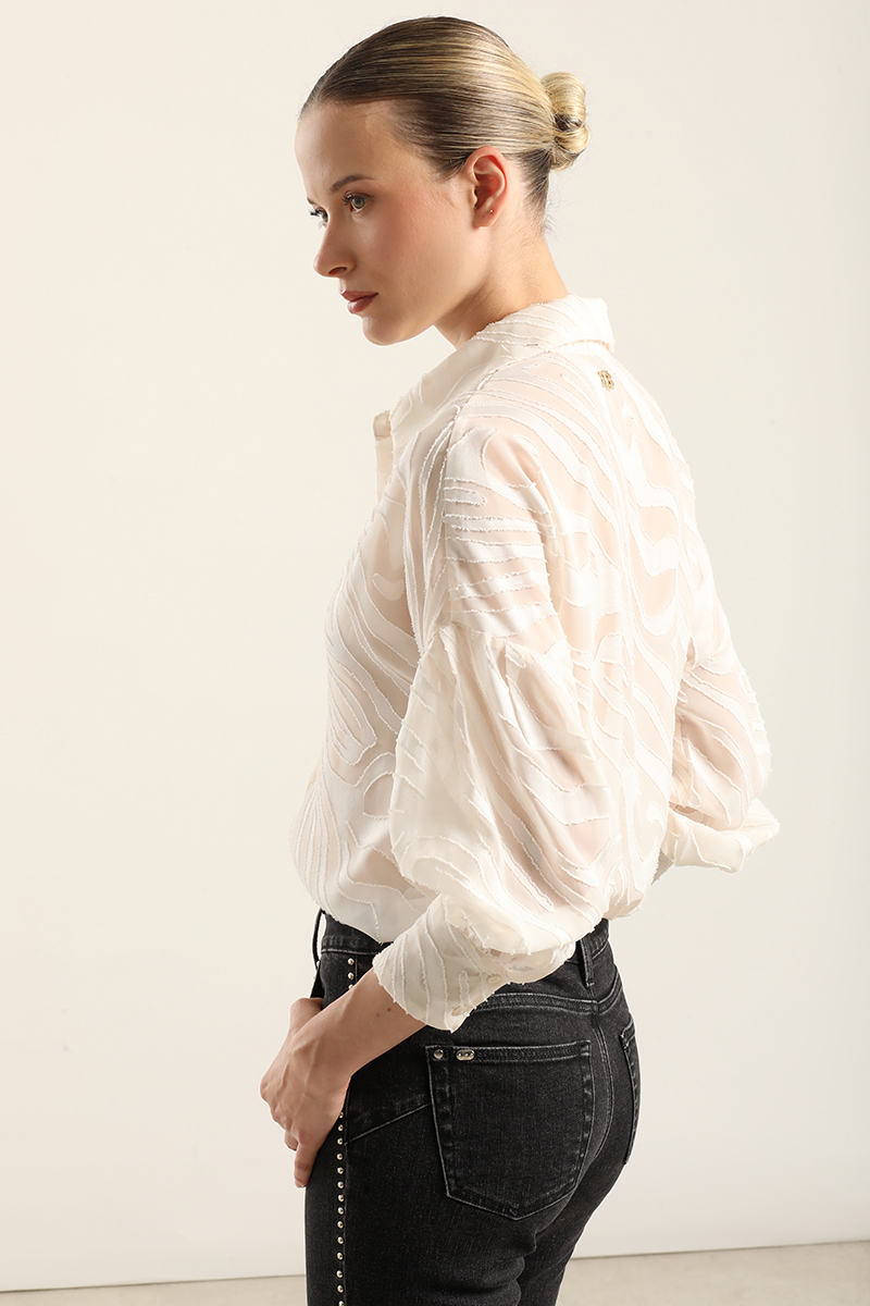 BLUSA FANTASIA CEBRA SEMITRANSPARENTE, BEIGE LIOLA - 5