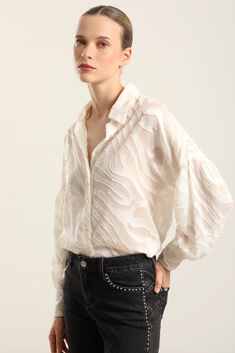 BLUSA FANTASIA CEBRA SEMITRANSPARENTE, BEIGE LIOLA - 6