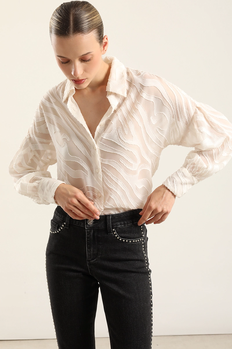 BLUSA FANTASIA CEBRA SEMITRANSPARENTE, BEIGE LIOLA - 7