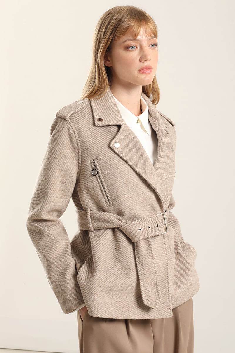 CHAQUETA BIKER  MUFLON FANTASIA, BEIGE LIOLA - 1