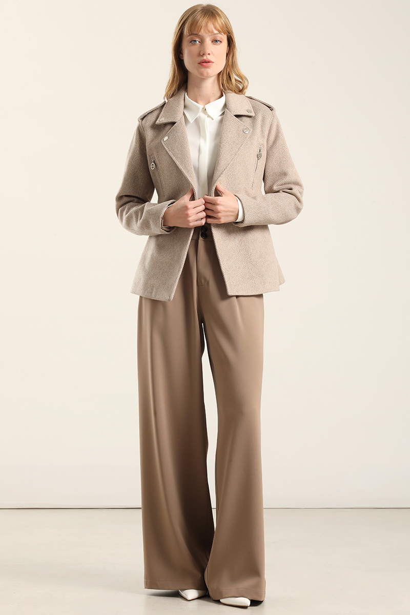 CHAQUETA BIKER  MUFLON FANTASIA, BEIGE LIOLA - 2