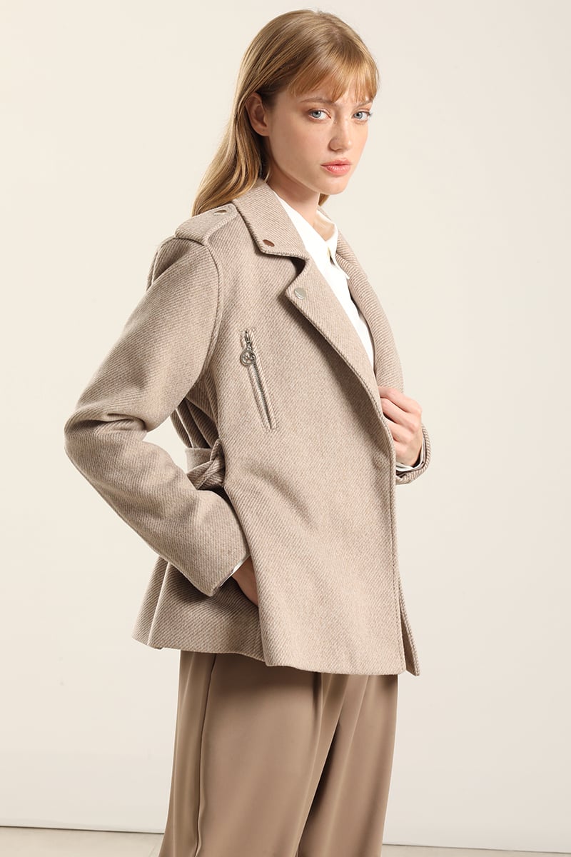 CHAQUETA BIKER  MUFLON FANTASIA, BEIGE LIOLA - 5