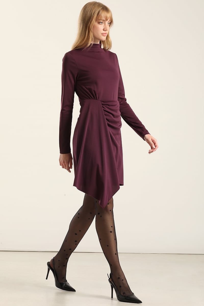 VESTIDO CON RUCHA, CIRUELA LIOLA - 4