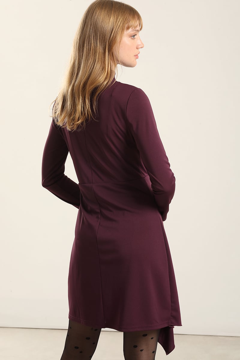 VESTIDO CON RUCHA, CIRUELA LIOLA - 6