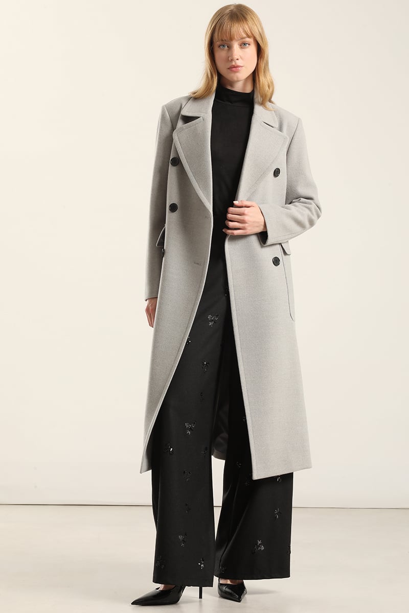 ABRIGO LARGO, MUFLON MELANGE GRIS LIOLA - 1