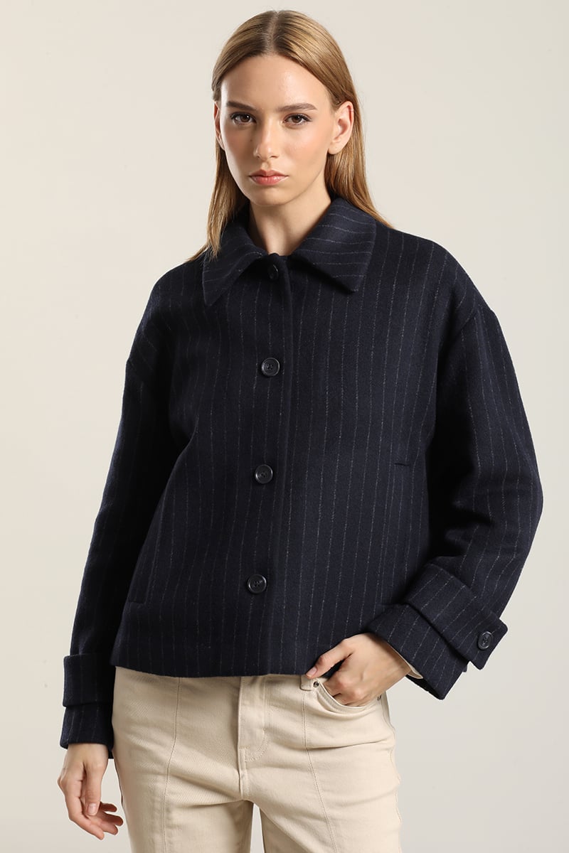 CHAQUETA CON LANA, LISTADO AZUL LIOLA - 1