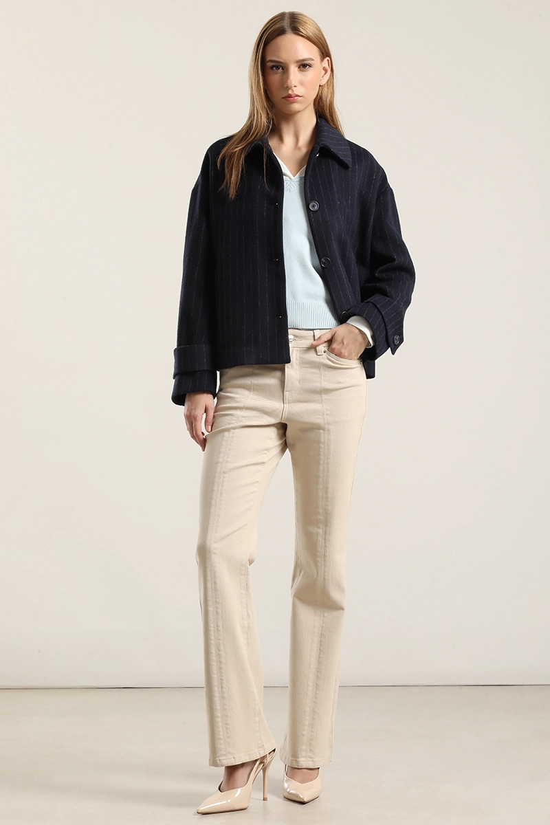 CHAQUETA CON LANA, LISTADO AZUL LIOLA - 2