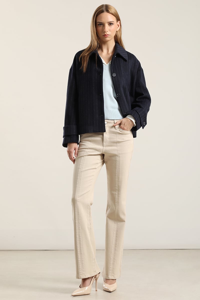 CHAQUETA CON LANA, LISTADO AZUL LIOLA - 2