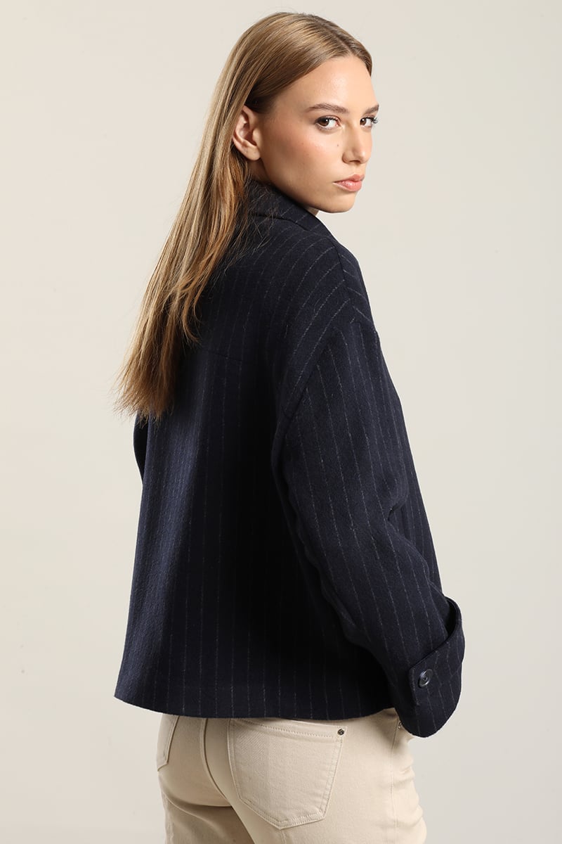 CHAQUETA CON LANA, LISTADO AZUL LIOLA - 3