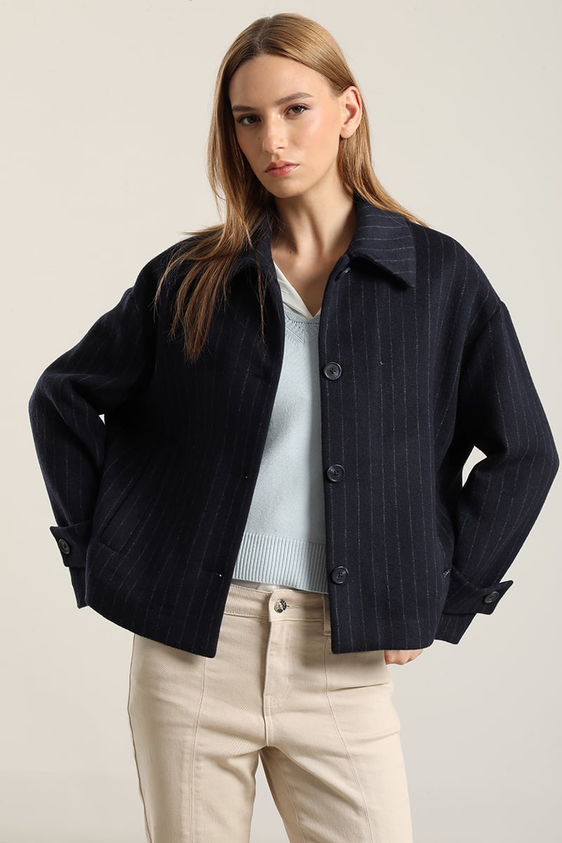 CHAQUETA CON LANA, LISTADO AZUL LIOLA - 4