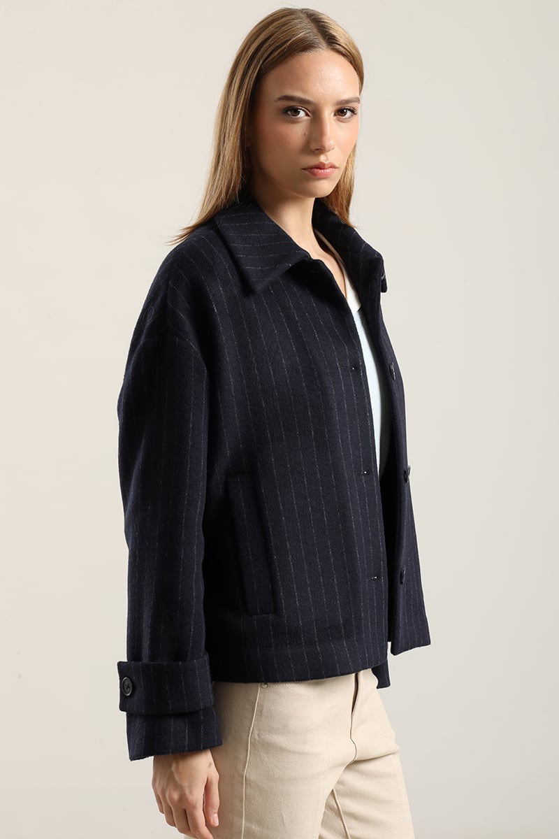 CHAQUETA CON LANA, LISTADO AZUL LIOLA - 5