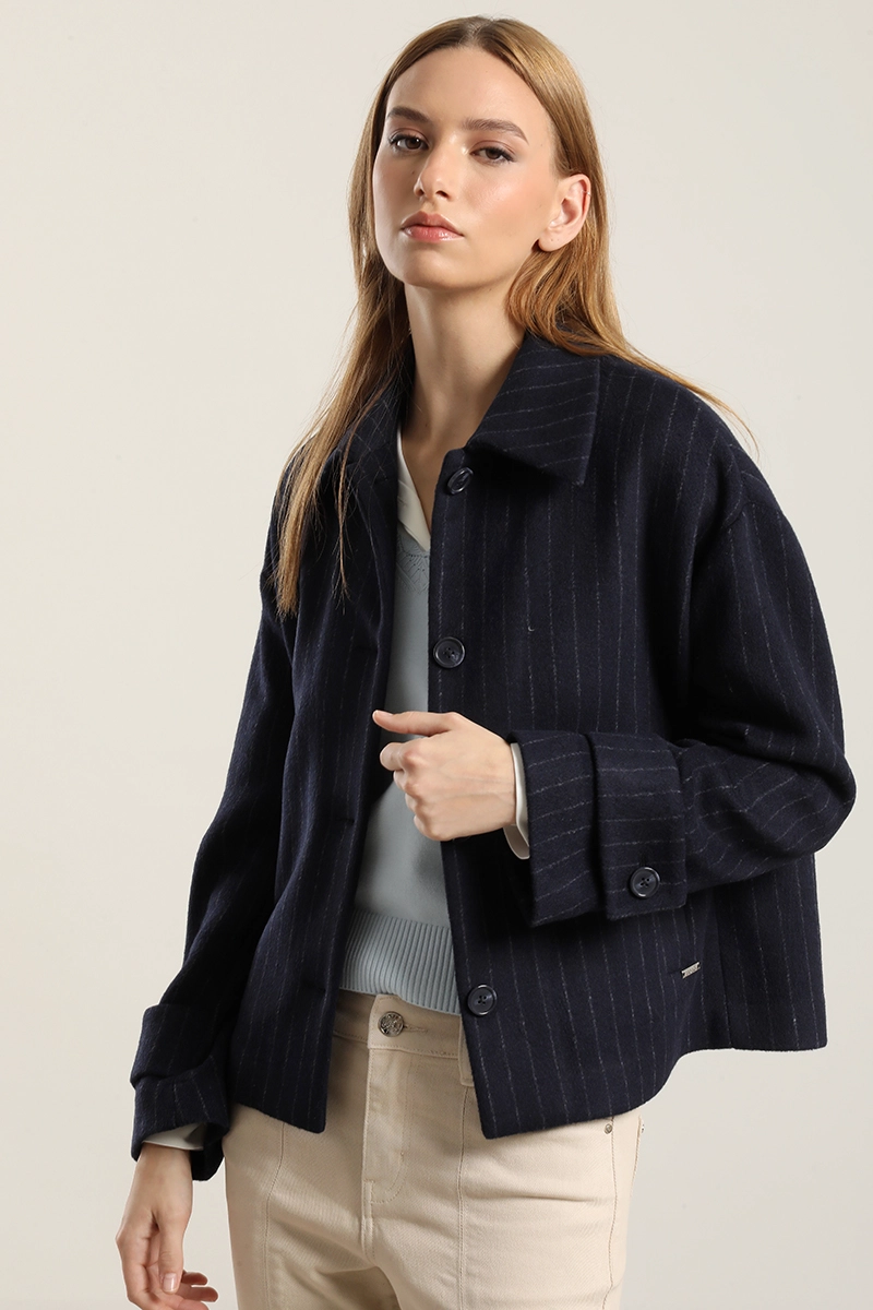 CHAQUETA CON LANA, LISTADO AZUL LIOLA - 6