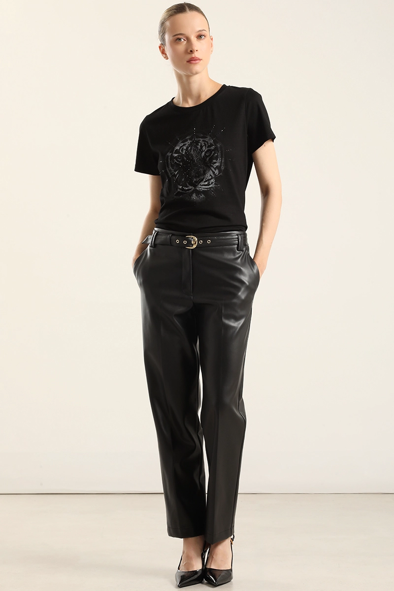 POLERA ALGODON, TIGRE STRASS, NEGRO LIOLA - 2