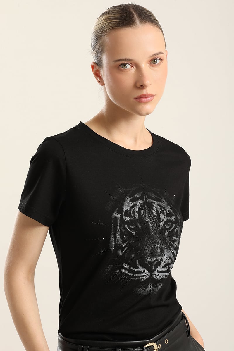 POLERA ALGODON, TIGRE STRASS, NEGRO LIOLA - 3