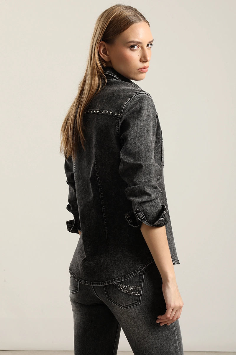 CAMISA DENIM TACHAS, GRIS LIOLA - 4