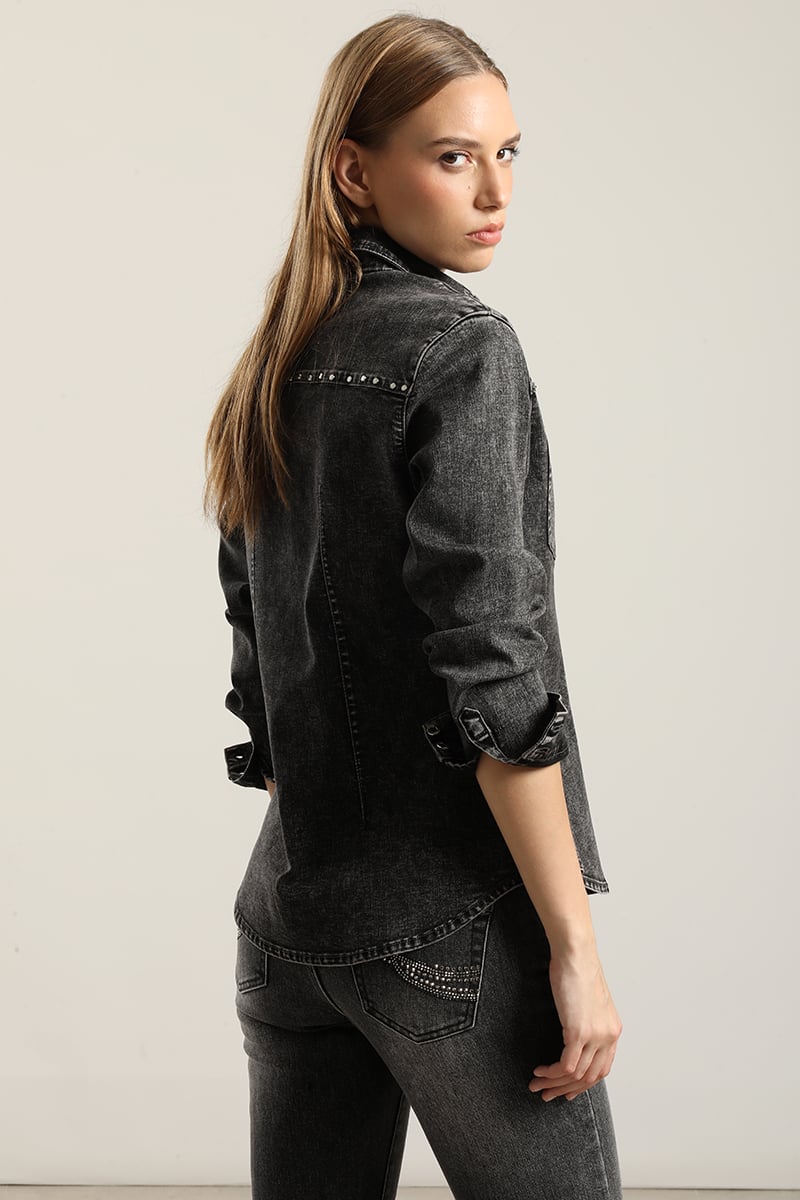 CAMISA DENIM TACHAS, GRIS LIOLA - 4