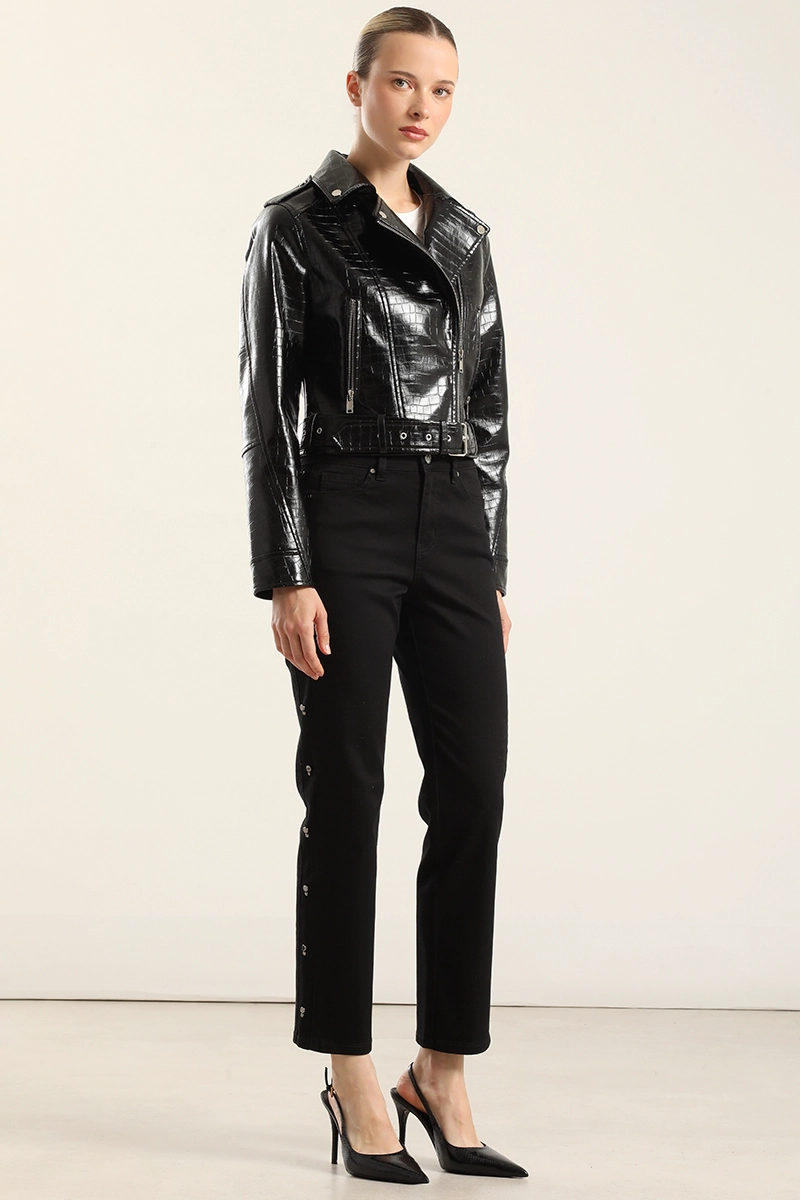 CHAQUETA BIKER, CHAROL CROCCO, NEGRO LIOLA - 5