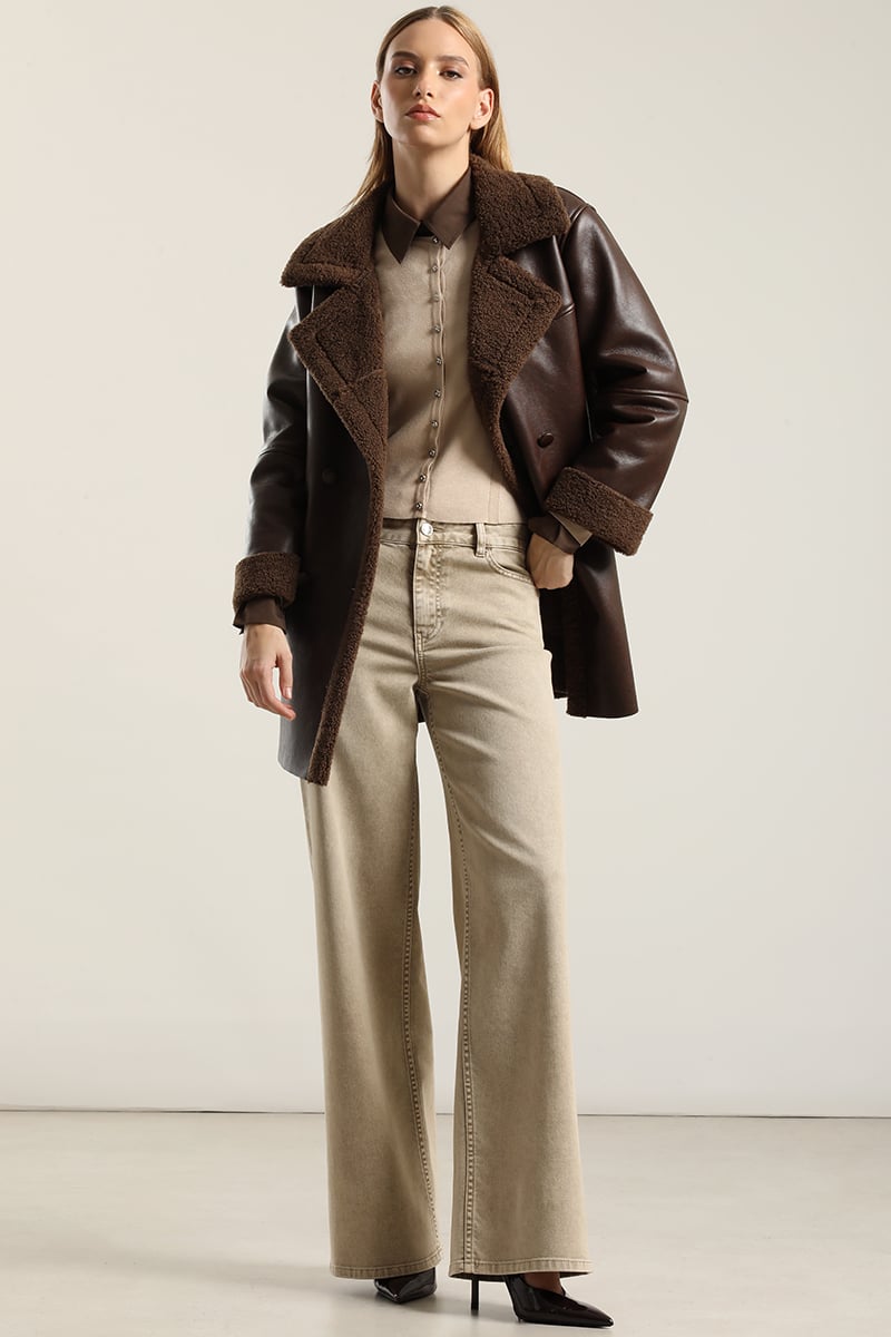 CHAQUETON EFECTO CUERO PIEL,CHOCOLATE LIOLA - 2