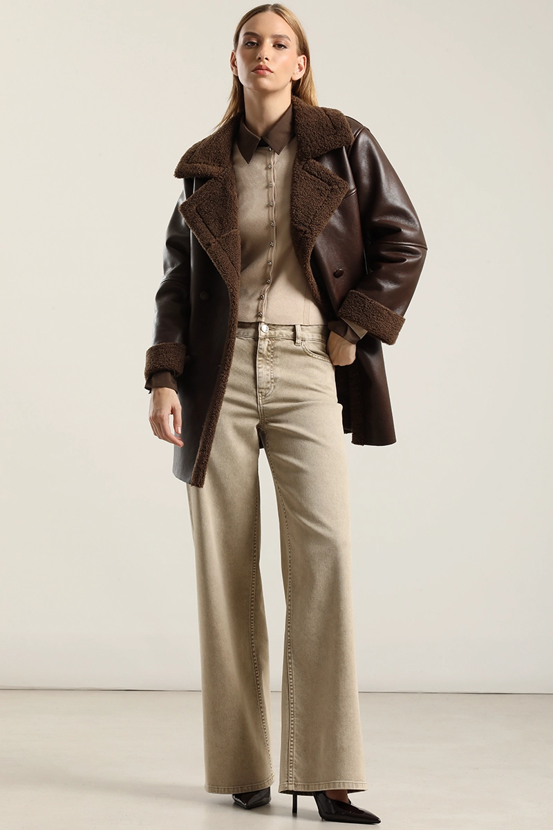 CHAQUETON EFECTO CUERO PIEL,CHOCOLATE LIOLA - 2