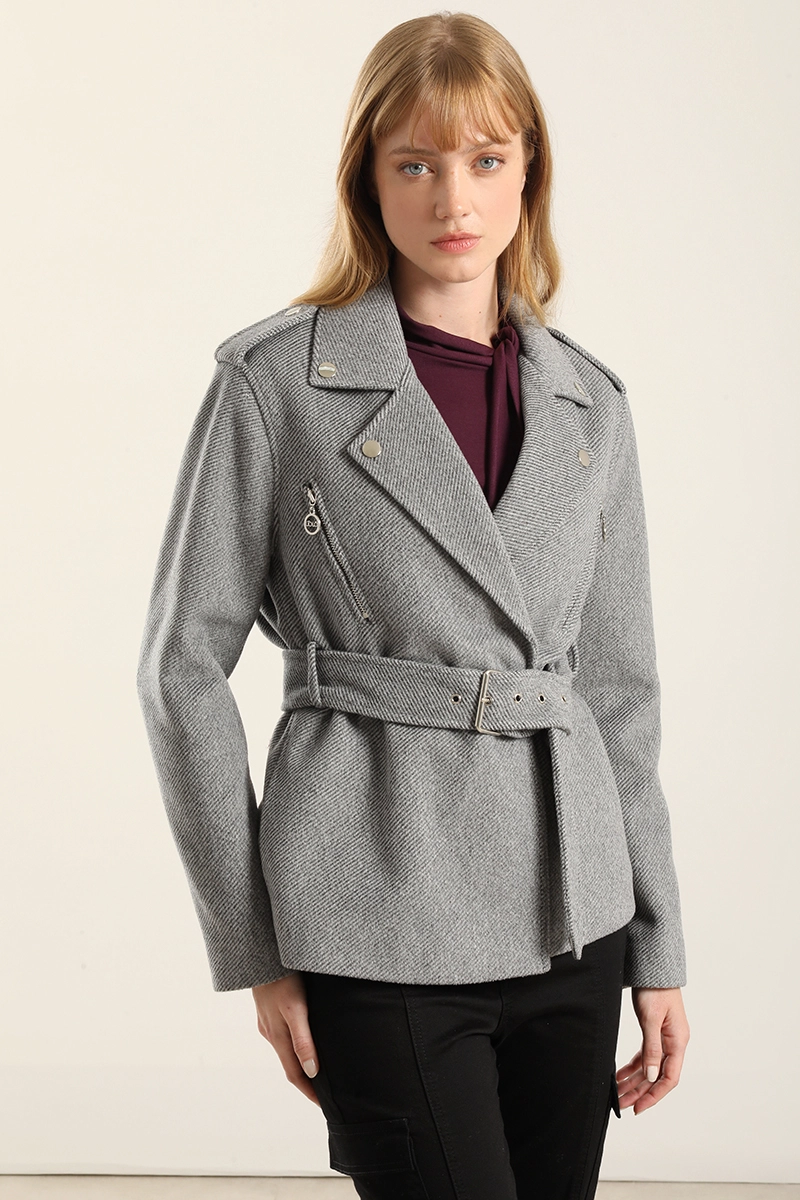 CHAQUETA BIKER MUFLON FANTASIA, GRIS LIOLA - 1