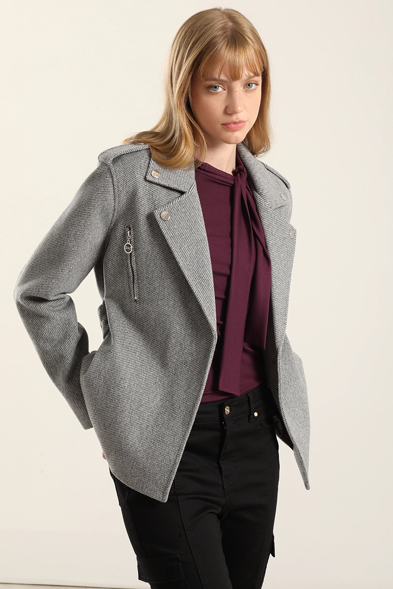 CHAQUETA BIKER MUFLON FANTASIA, GRIS LIOLA - 6