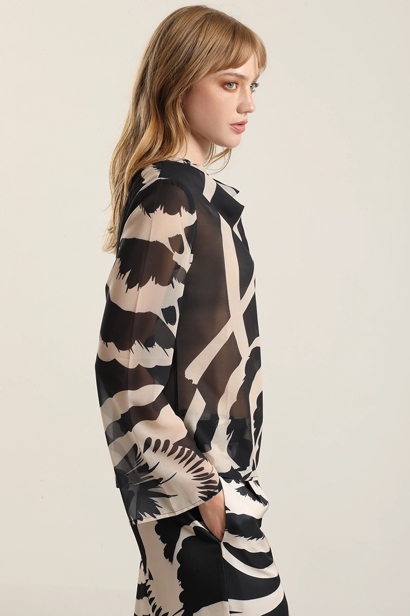 BLUSA ESTAMPADA SEMITRANSPARENTE, NEGRO LIOLA - 4