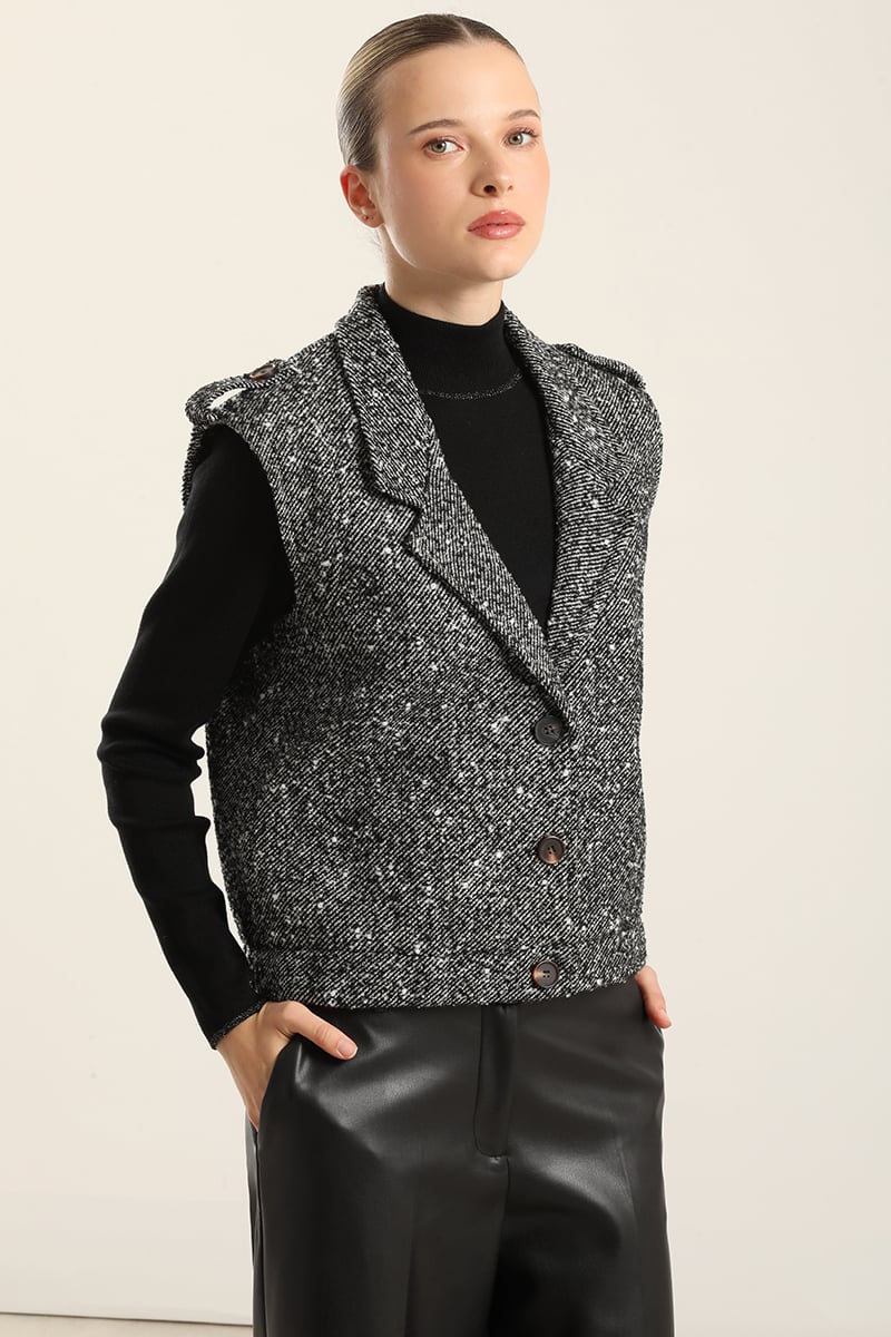 CHAQUETA SIN MAGAS, FANTASIA NEGRO LIOLA - 1