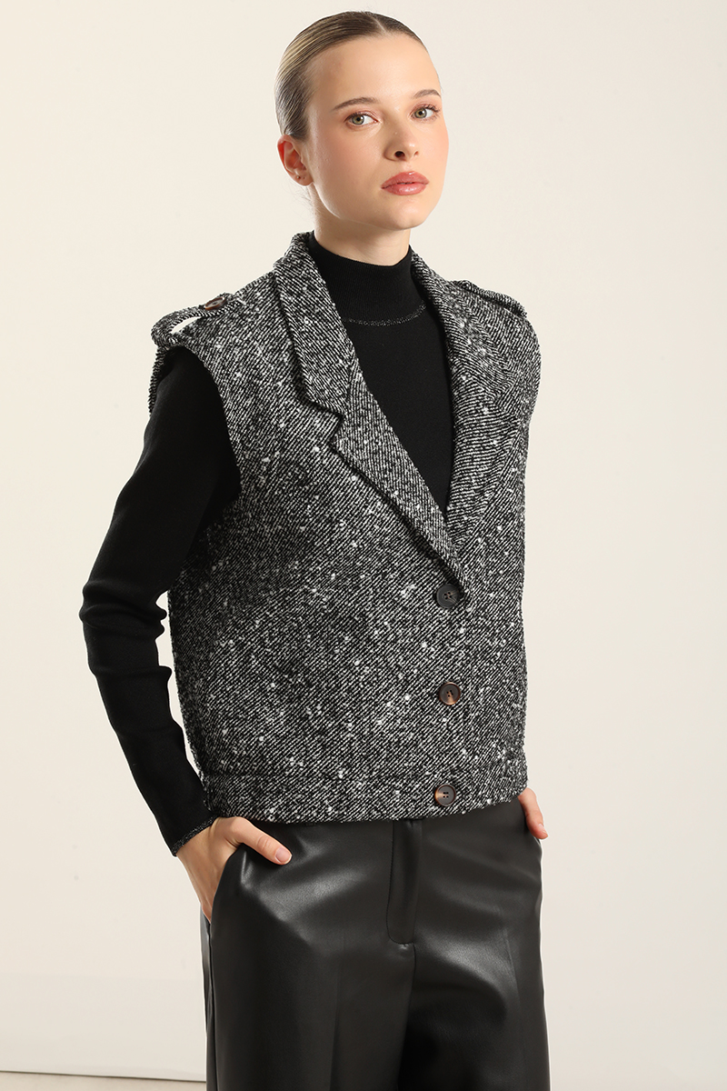 CHAQUETA SIN MAGAS, FANTASIA NEGRO LIOLA - 1