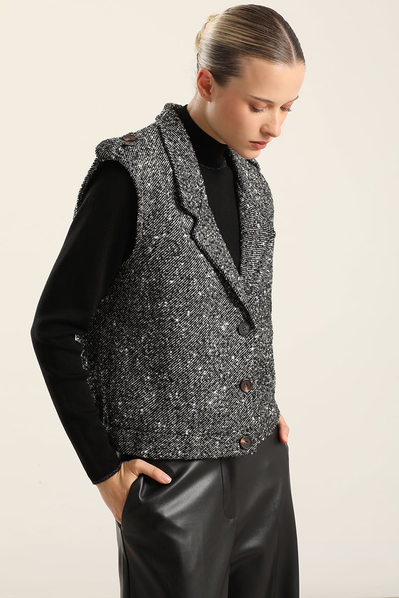 CHAQUETA SIN MAGAS, FANTASIA NEGRO LIOLA - 3