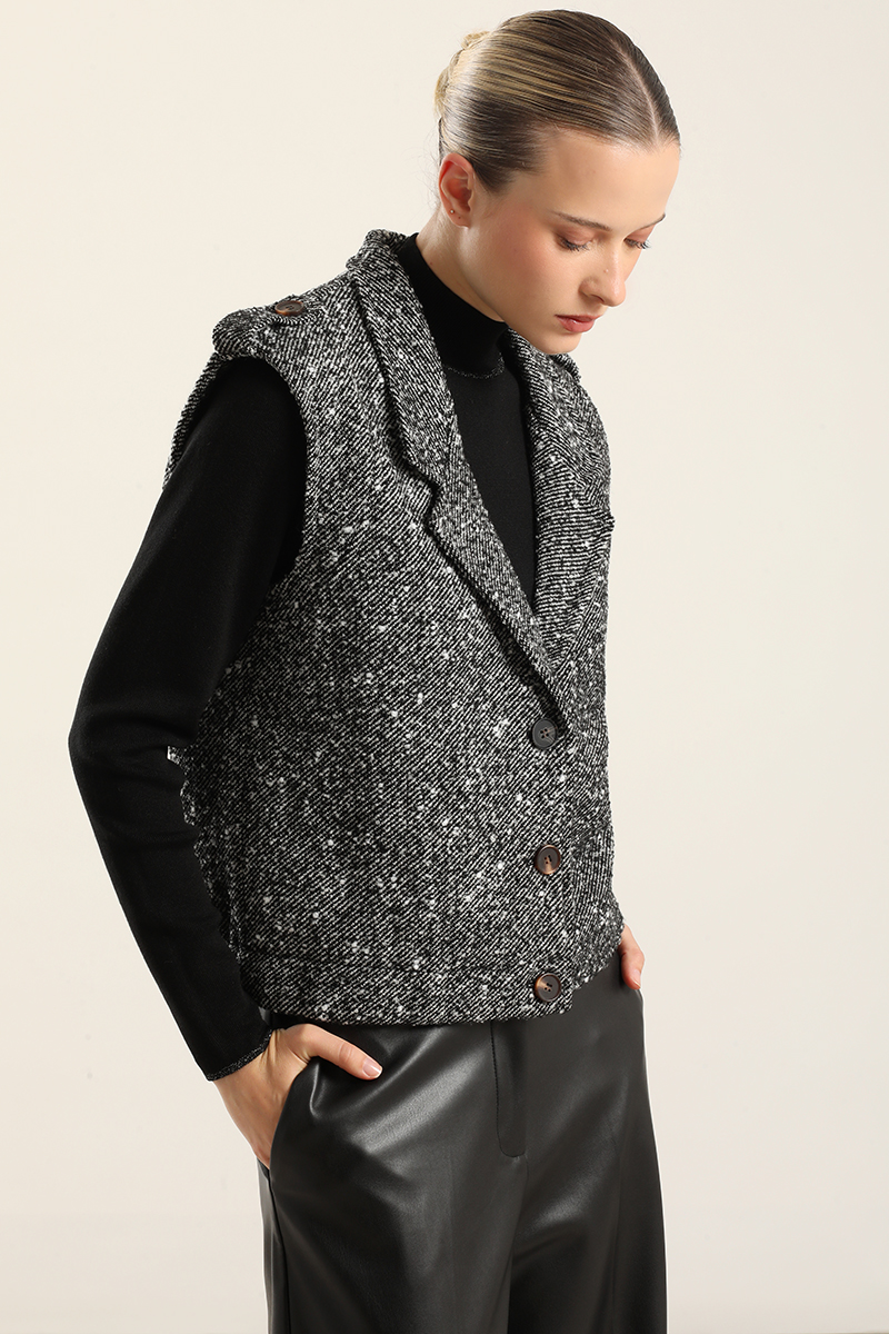 CHAQUETA SIN MAGAS, FANTASIA NEGRO LIOLA - 3