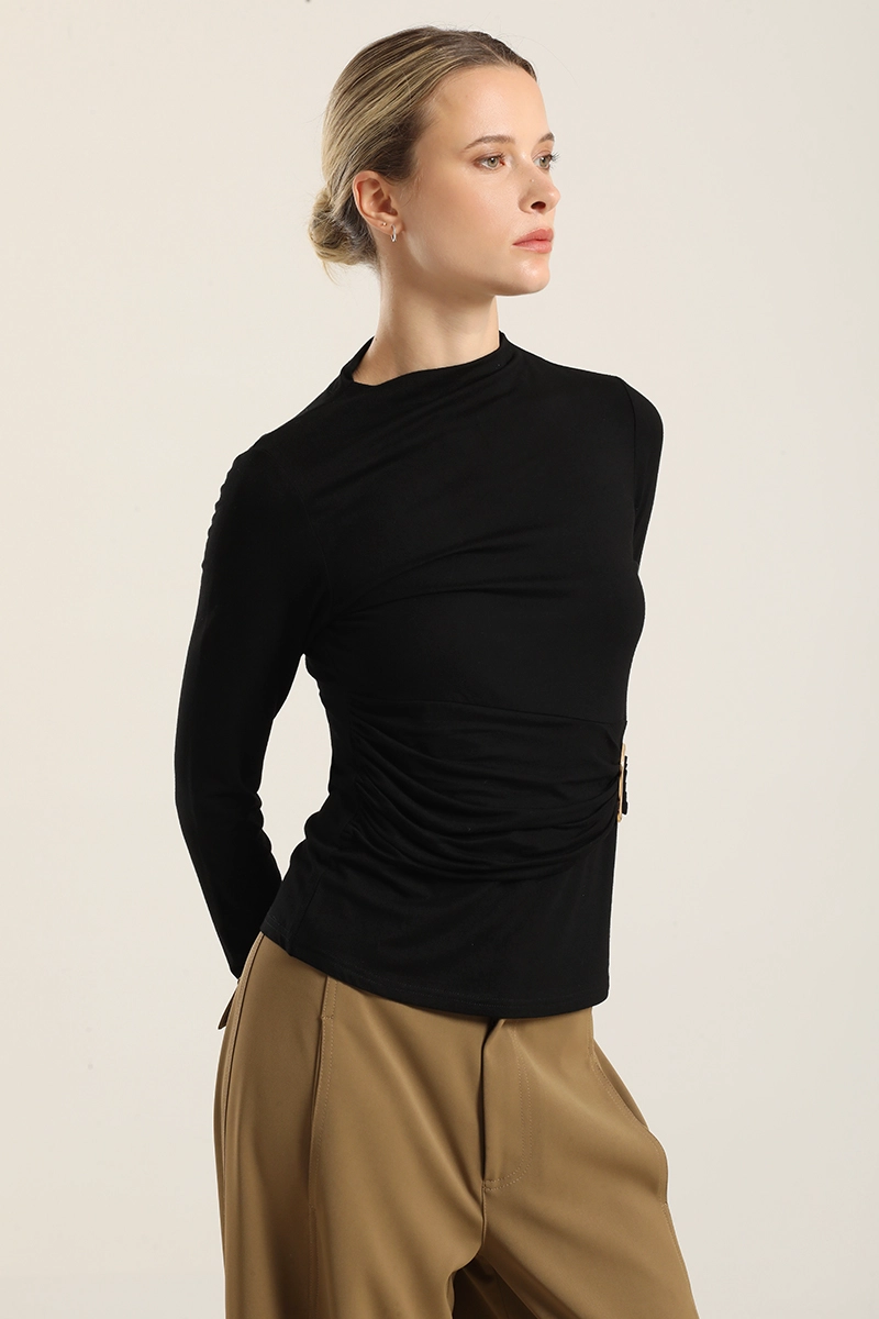 TOP HERRAJE METAL, CON DRAPEADO, NEGRO LIOLA - 5