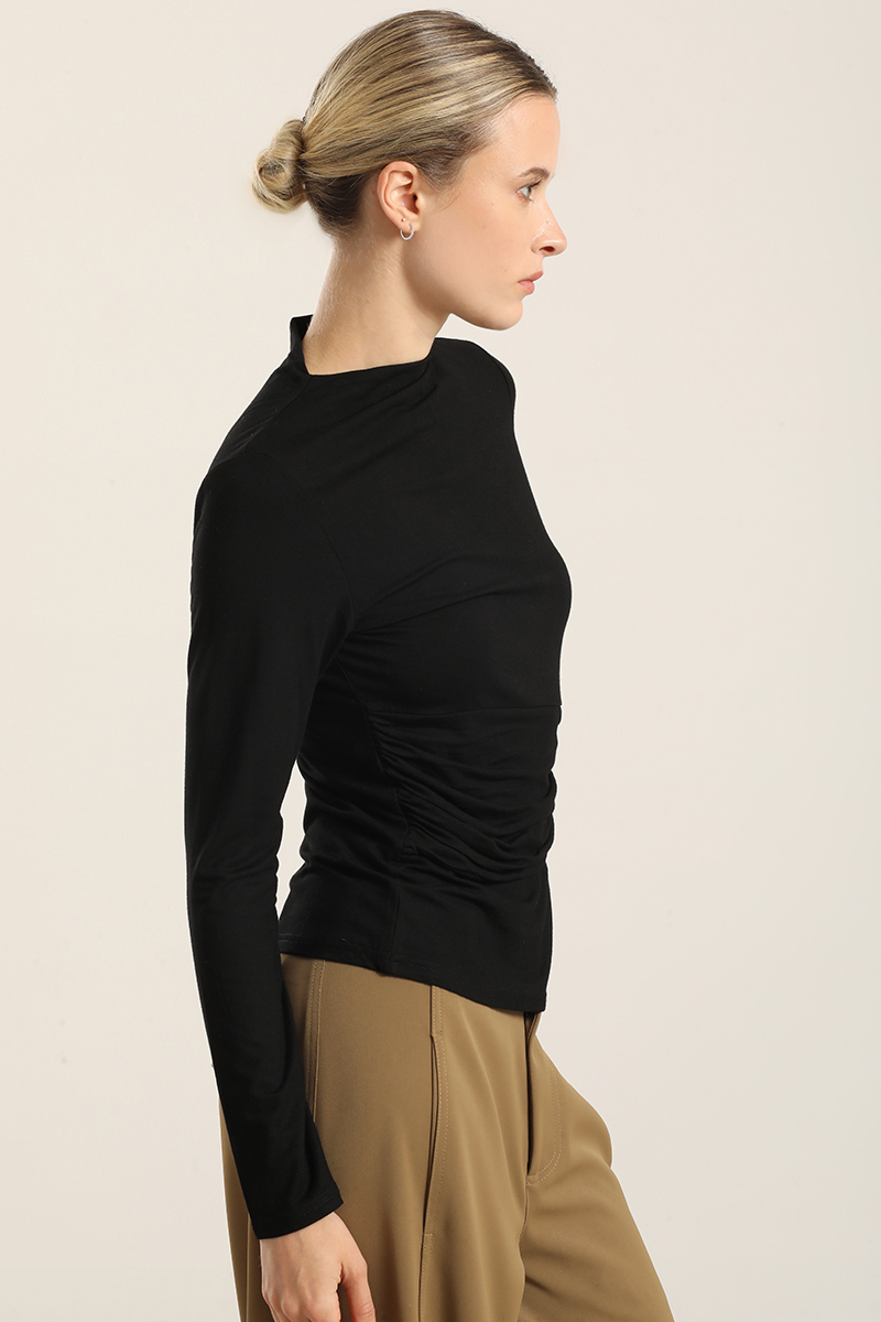 TOP HERRAJE METAL, CON DRAPEADO, NEGRO LIOLA - 6