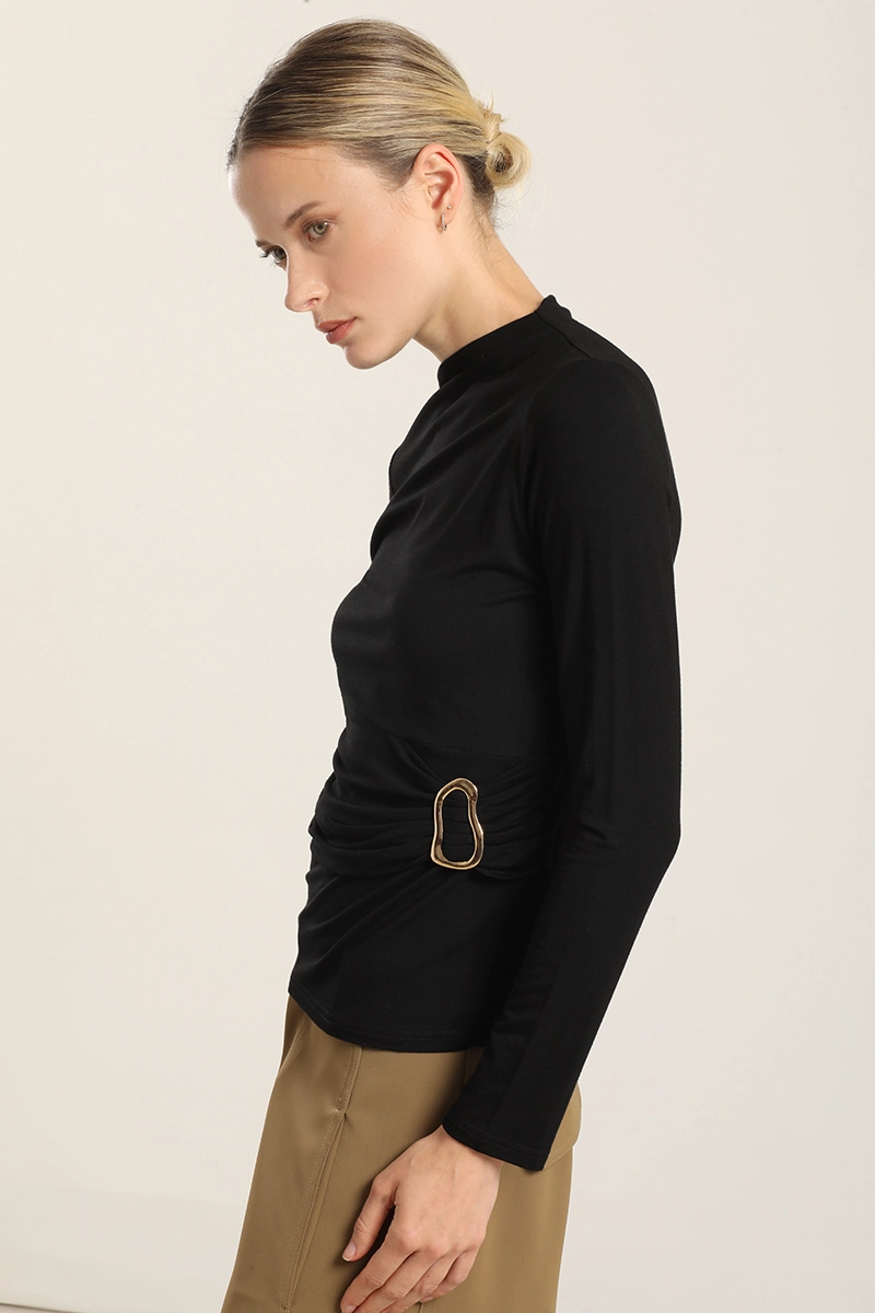 TOP HERRAJE METAL, CON DRAPEADO, NEGRO LIOLA - 7