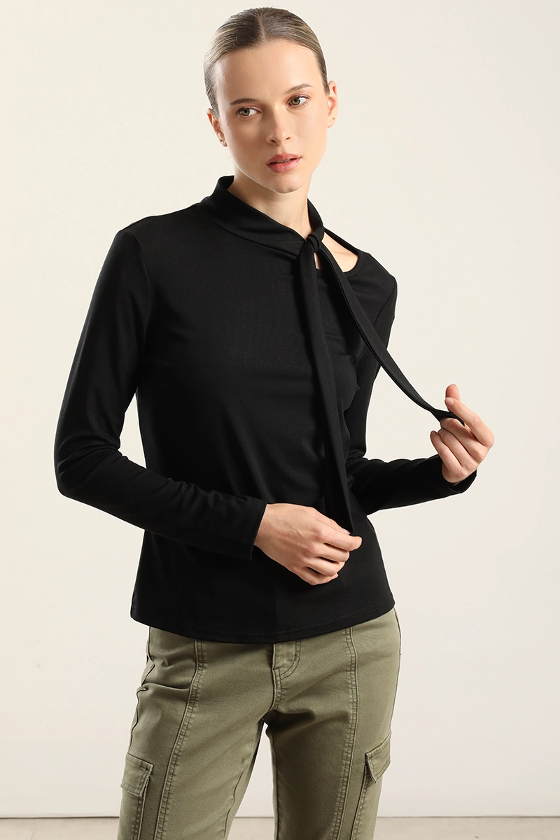 TOP CUELLO FANTASIA LAZADA, NEGRO LIOLA - 2