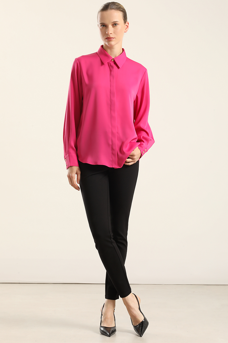 BLUSA BASICA SATIN OPACO, FUCSIA LIOLA - 2