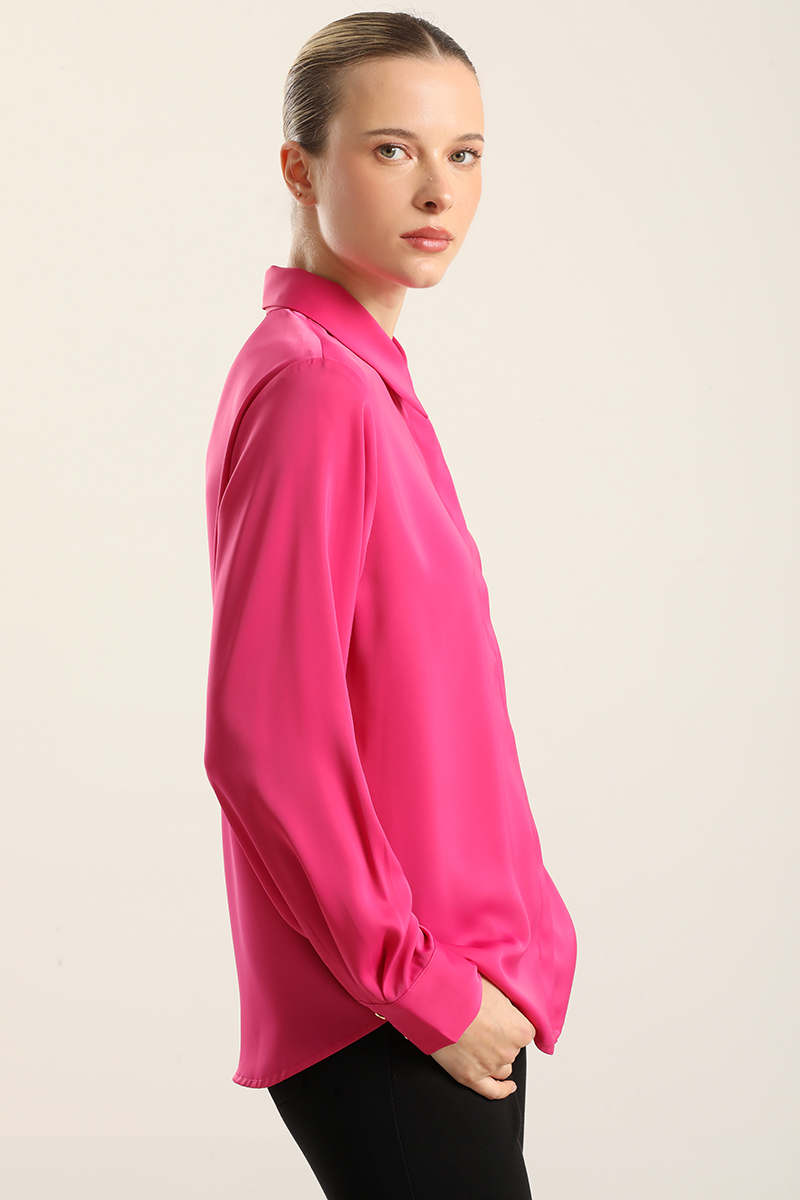 BLUSA BASICA SATIN OPACO, FUCSIA LIOLA - 3