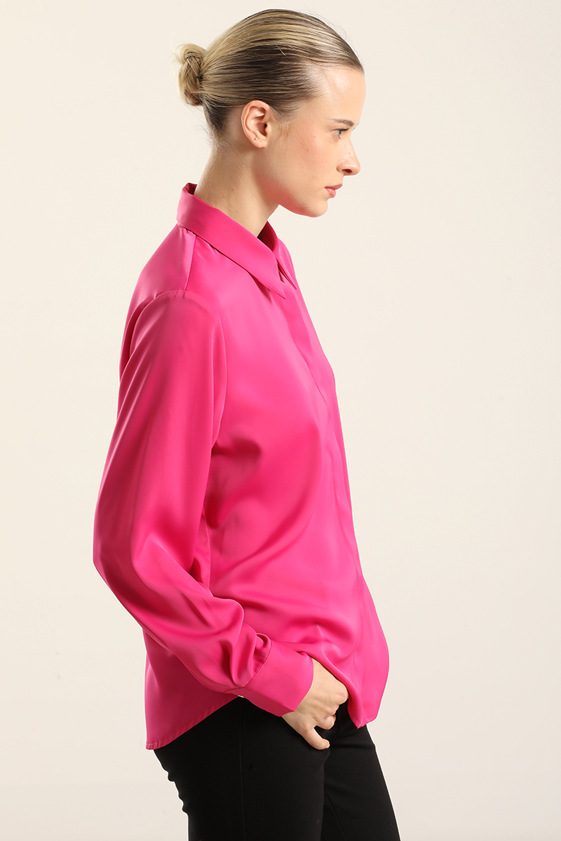 BLUSA BASICA SATIN OPACO, FUCSIA LIOLA - 5