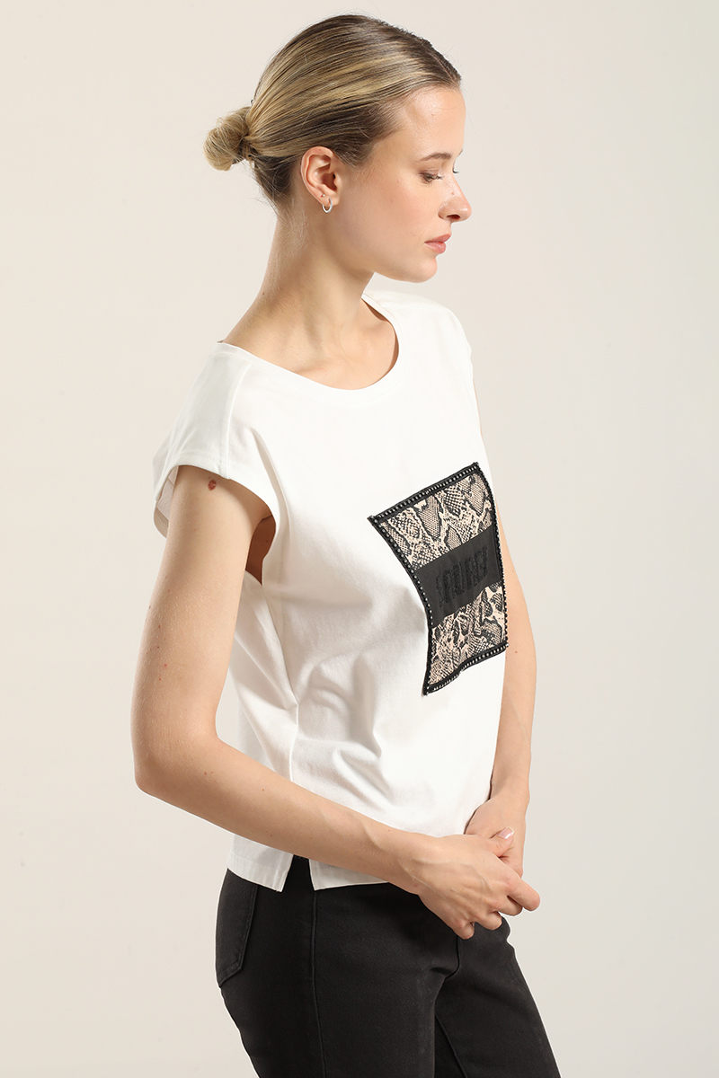 POLERA ALGODON APLICACION SAVAGE, CRUDO LIOLA - 3