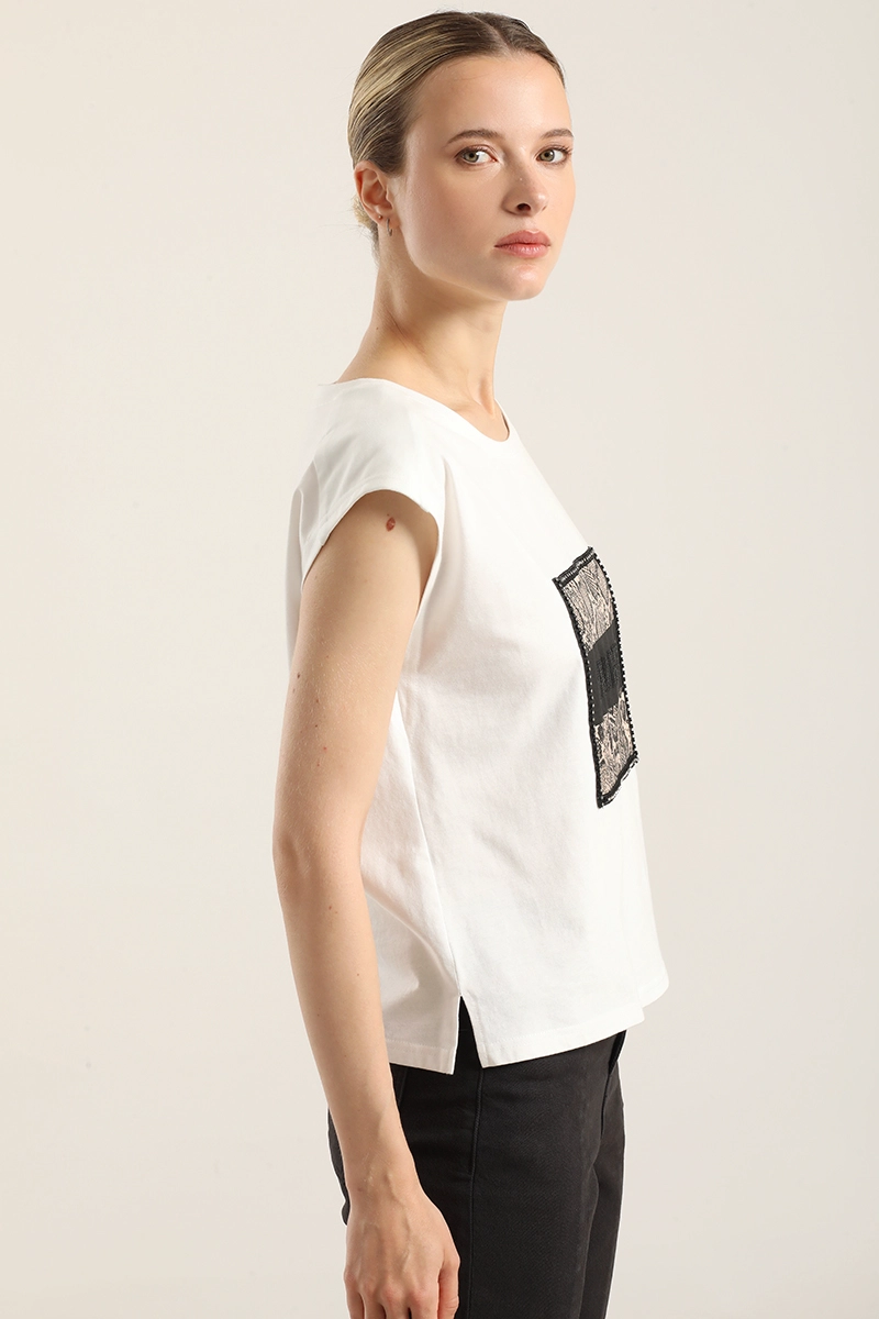 POLERA ALGODON APLICACION SAVAGE, CRUDO LIOLA - 4
