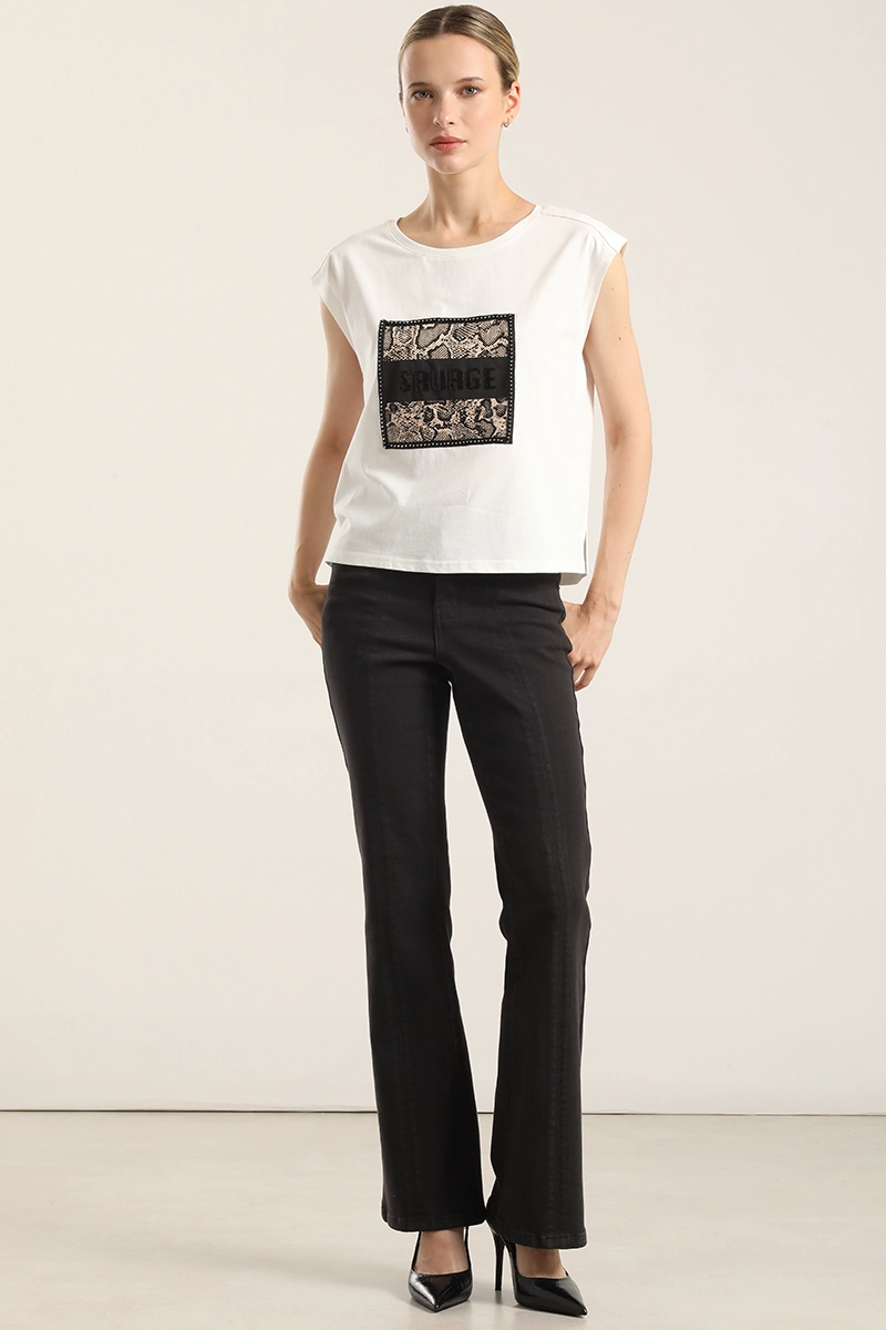 POLERA ALGODON APLICACION SAVAGE, CRUDO LIOLA - 5