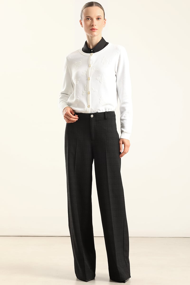 PANTALON ANCHO CUADROS FANTASIA, NEGRO LIOLA - 1
