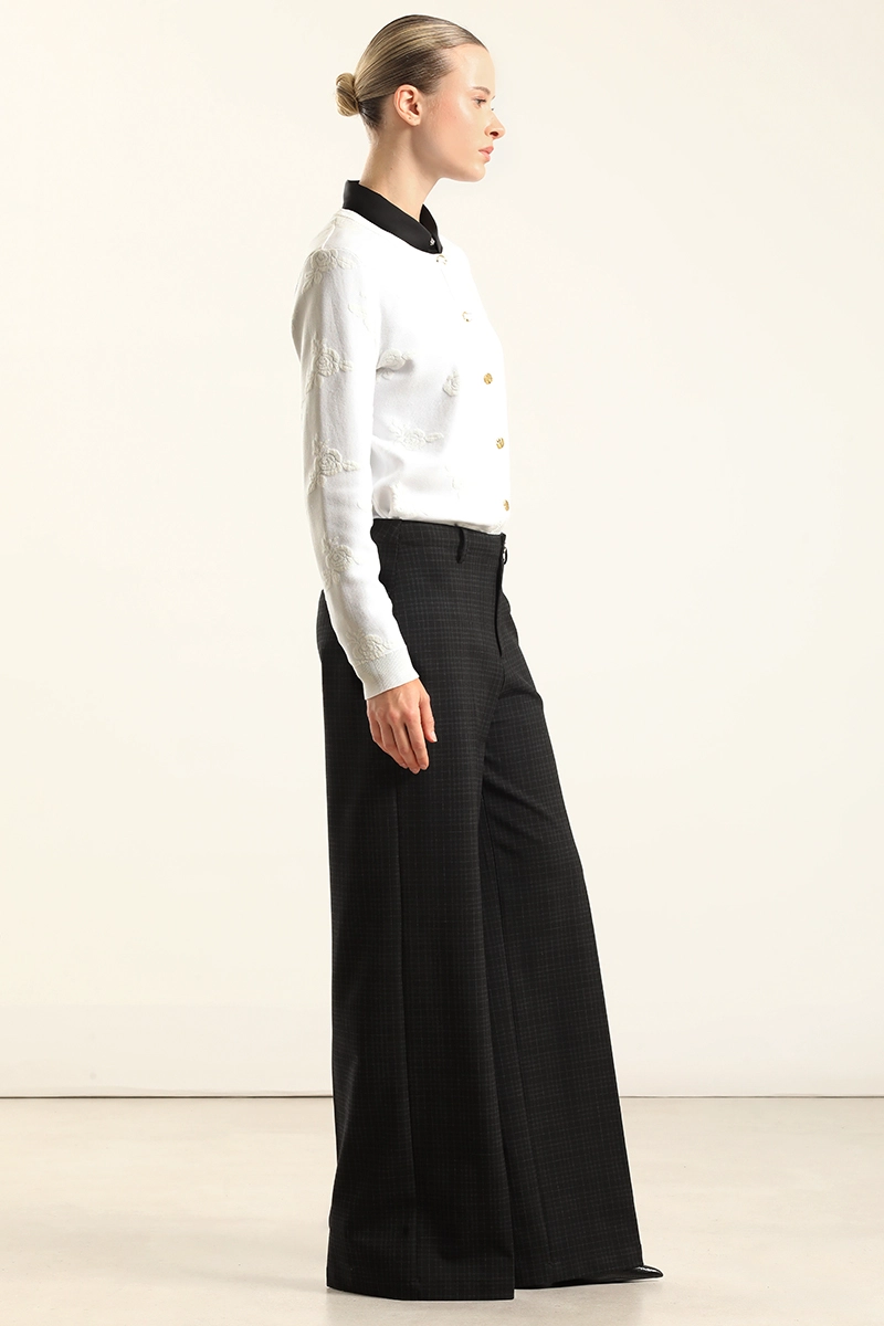PANTALON ANCHO CUADROS FANTASIA, NEGRO LIOLA - 3