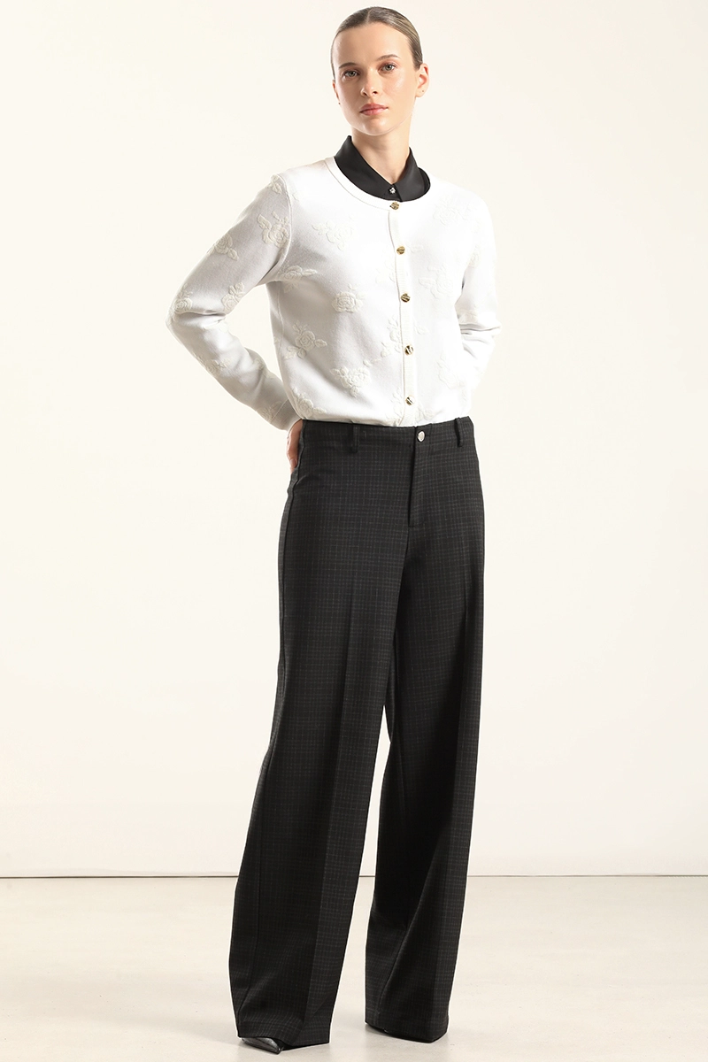 PANTALON ANCHO CUADROS FANTASIA, NEGRO LIOLA - 5