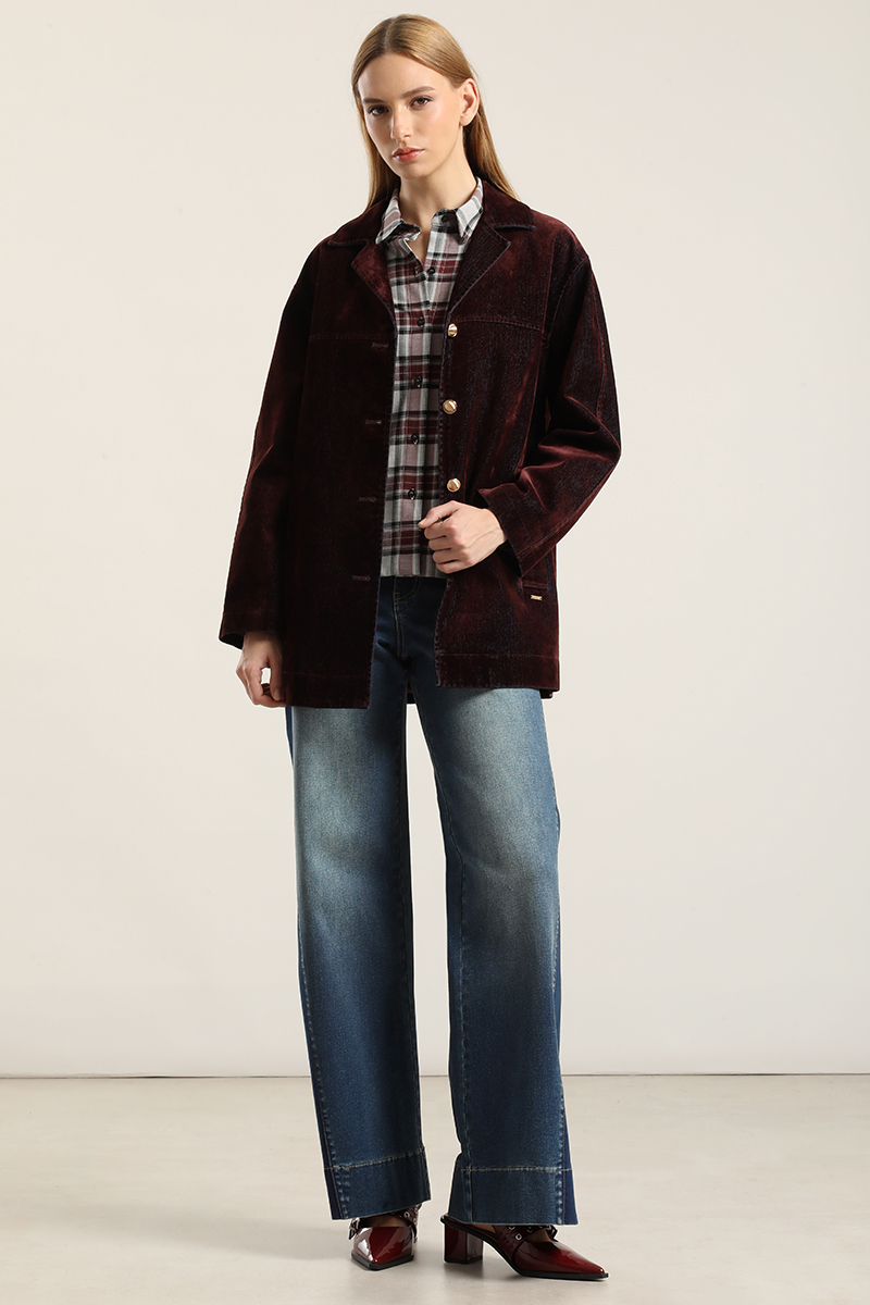 CHAQUETON GABARDINA EFECTO TERCIOPELO, CHOCOLATE LIOLA - 2